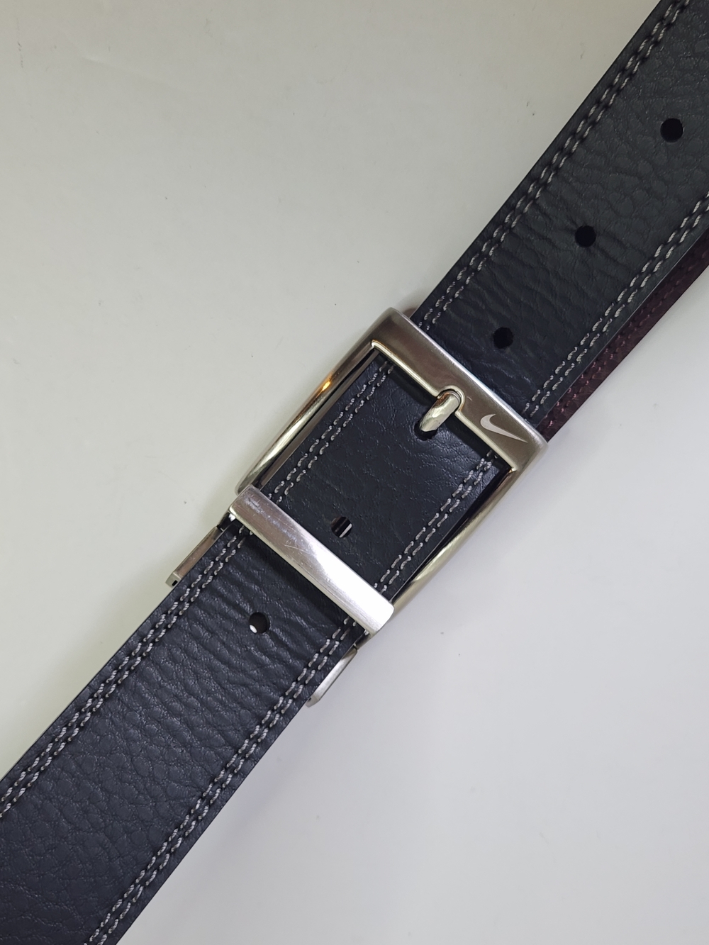 Nike Reversible Black & Brown Silver. Leather Men's Belt Sleek Adjustable Style.